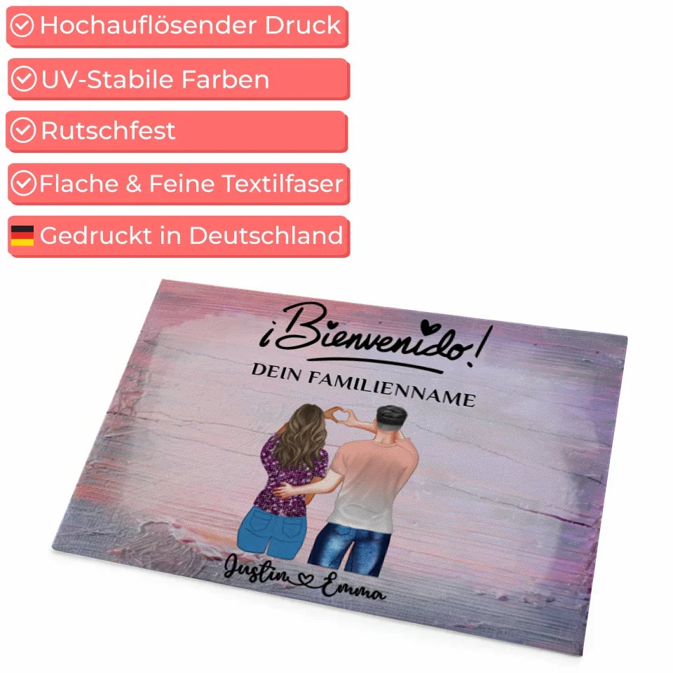 Personalisierte Paar Fußmatte mit Namen Willkommen ¡Bienvenido! 4