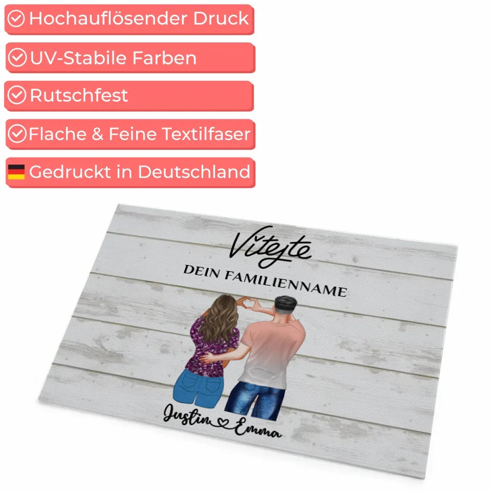 Personalisierte Paar Fußmatte mit Namen Vintage Weiß Vítejte 4