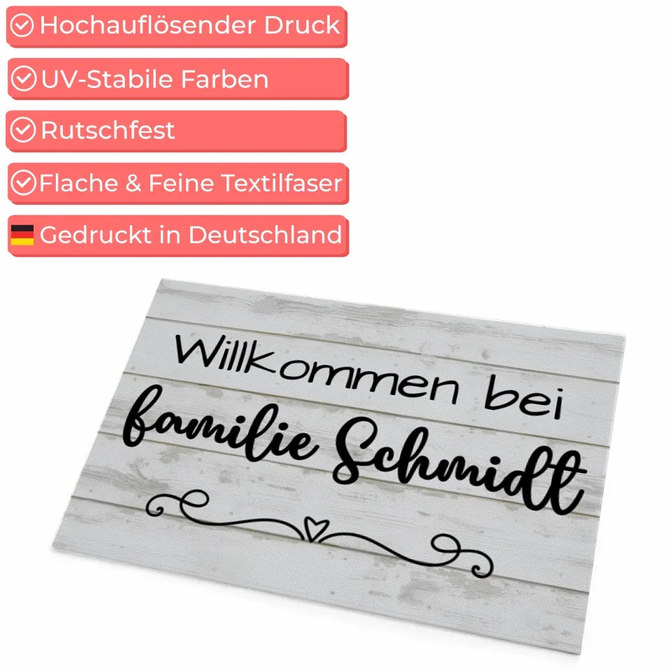 Personalisierte Familien Fußmatte mit Namen Vintage Weiß Sehr Hochwertig 4