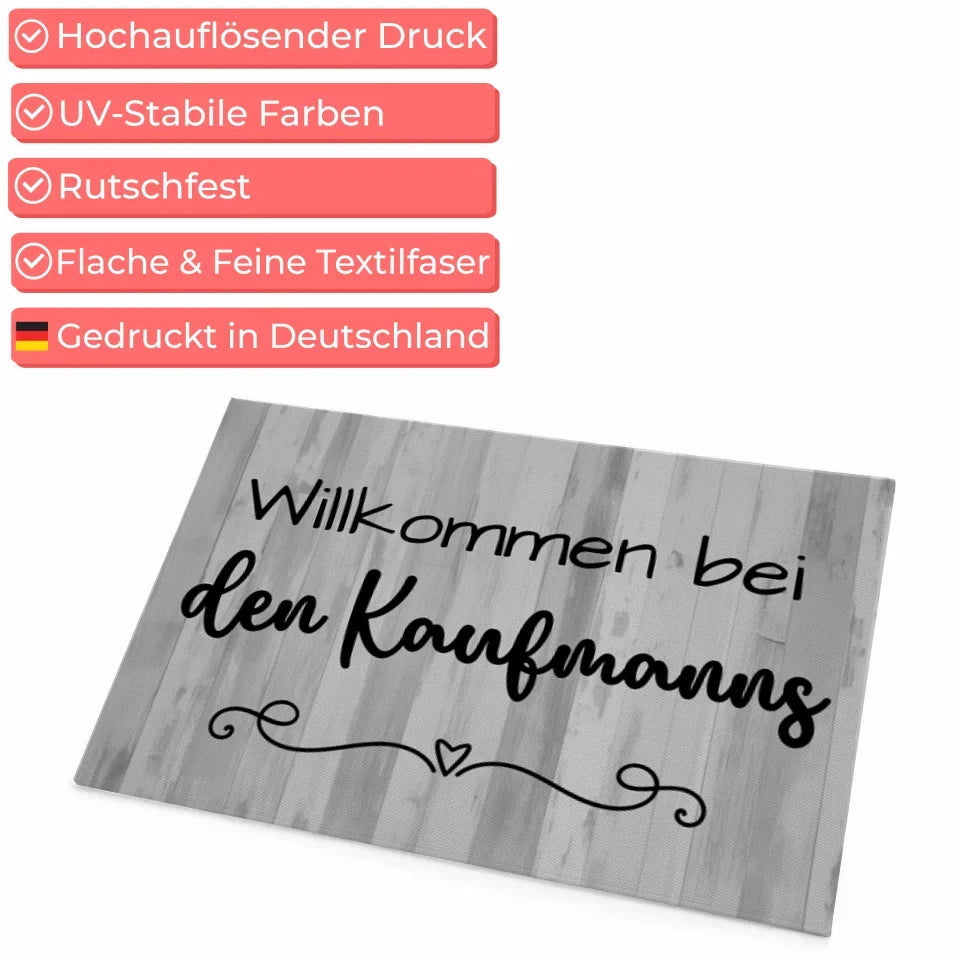 Personalisierte Familie Fußmatte mit Namen Schwarz Weiß 4