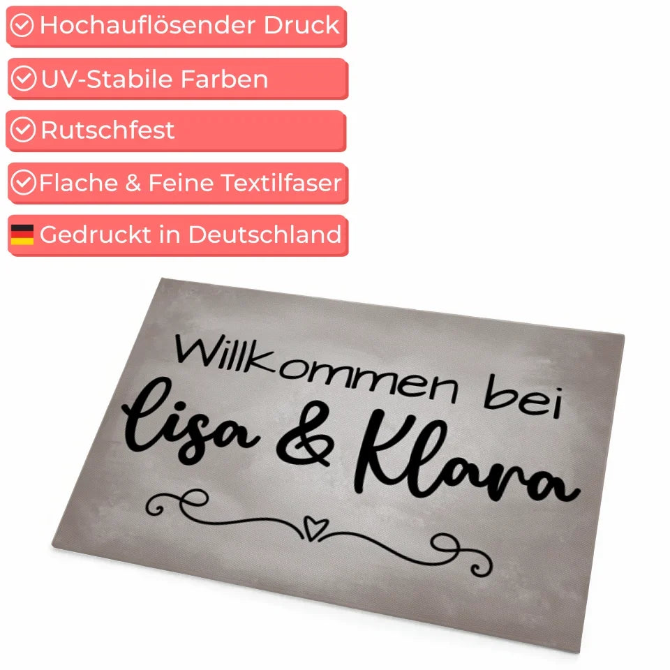 Personalisierte Fußmatte mit Namen Schwester Vintage Braun Grau 4