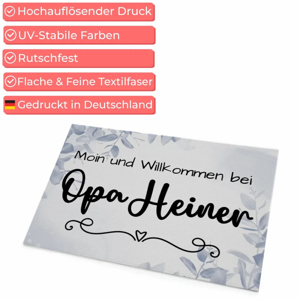 Personalisierte Fußmatte Opa Eucalyptus Blau Geschenkideen 4