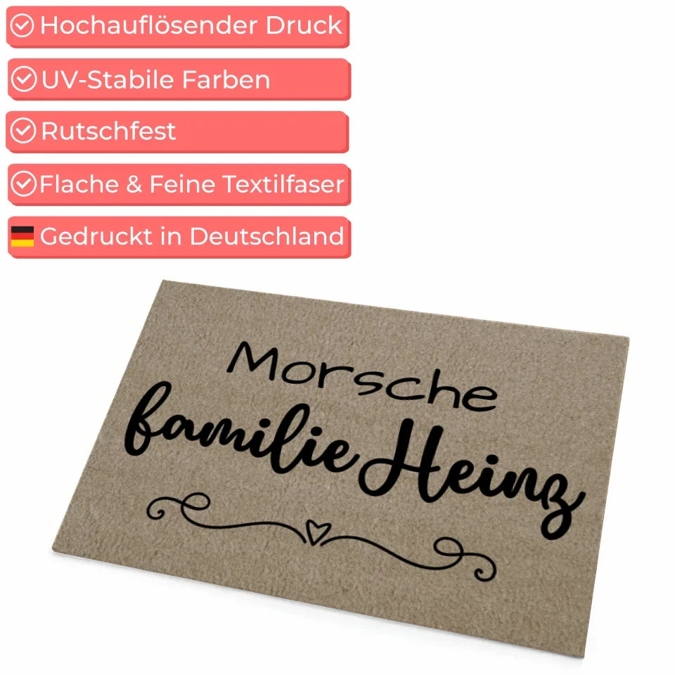 Familien Fußmatte beige mit Namen für die ganze Familie 4