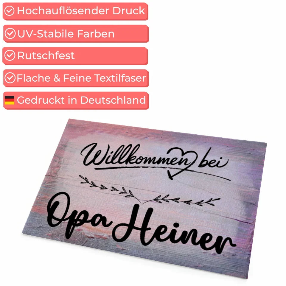 Personalisierte Fußmatte Opa Willkommen Bei Vintage Holz Bunt 4