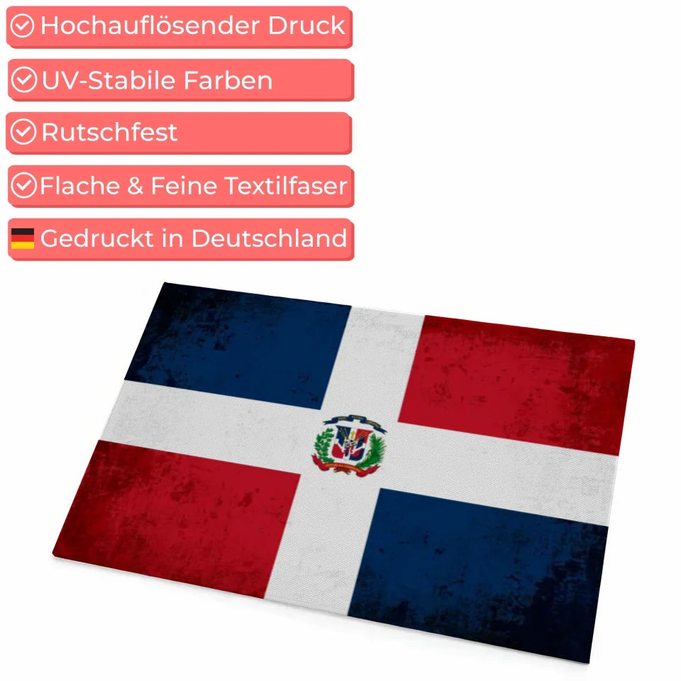 Personalisierte Fußmatte Länderflagge Wunschtext Dominikanische Republik 4