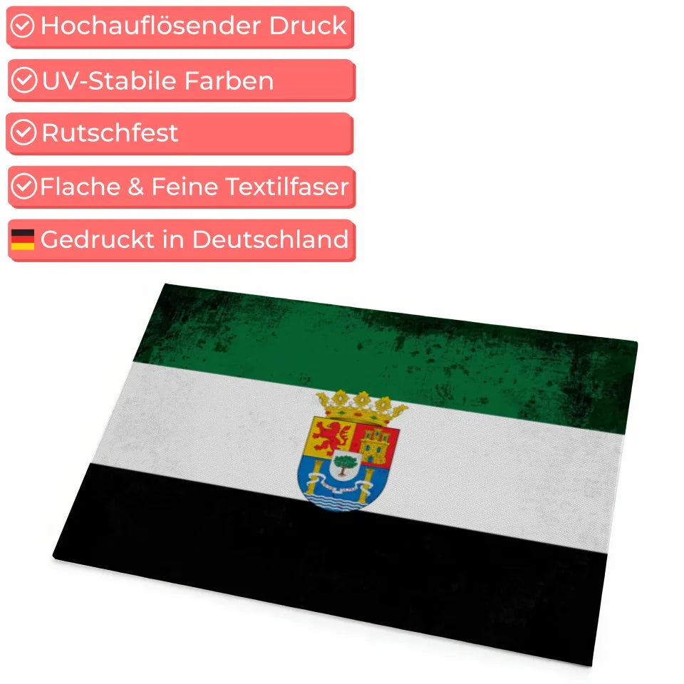 Personalisierte Fußmatte Extremadura Spanien mit Länderflagge und Wunschtext 4