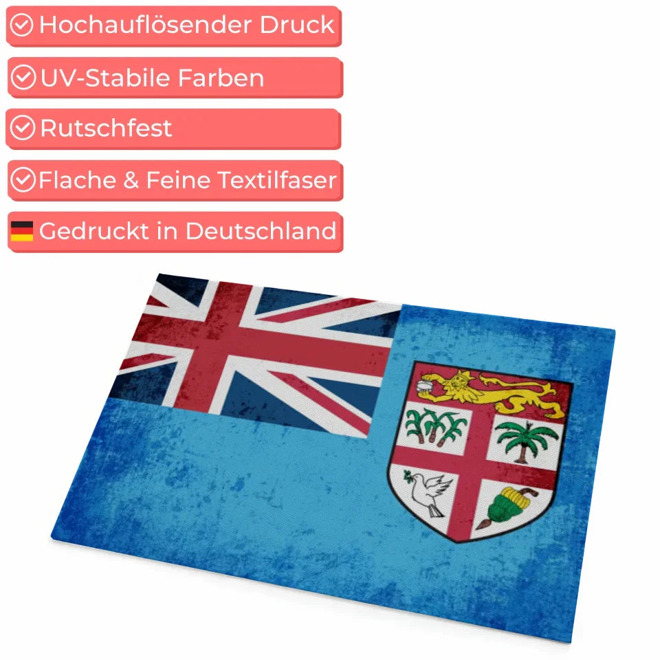 Personalisierte Fußmatte Fidschi mit Länderflagge und Wunschtext gestalten 4