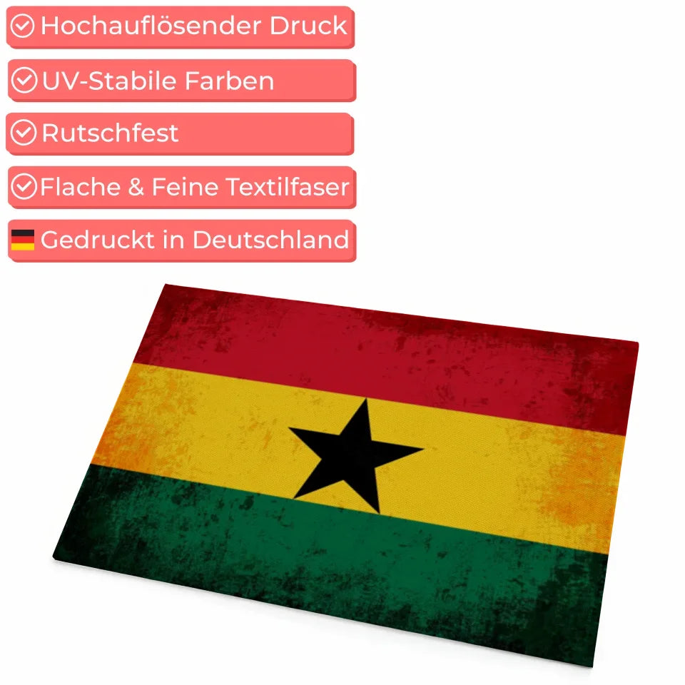Personalisierte Fußmatte mit Länderflagge und Wunschtext Ghana 4