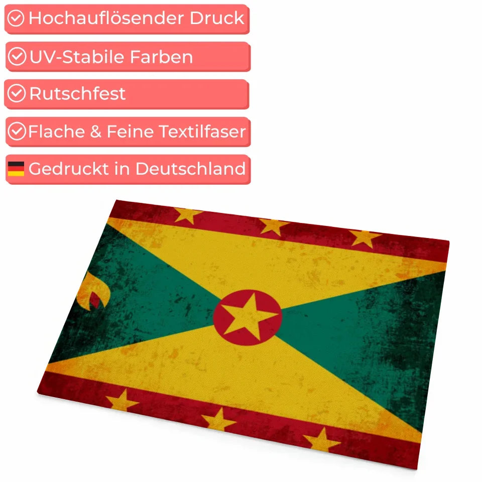 Personalisierte Fußmatte Grenada mit Länderflagge Wunschtext 4