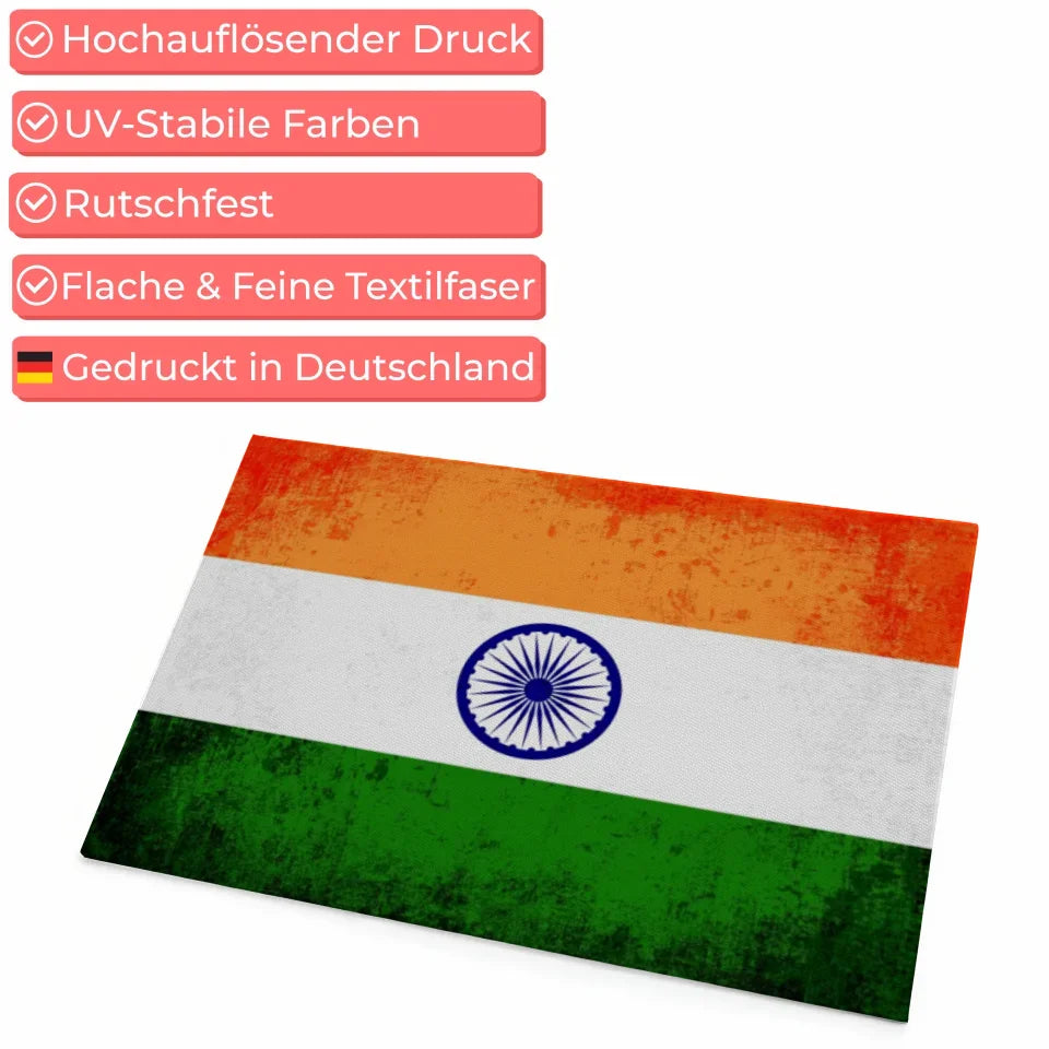 Personalisierte Fußmatte Länderflagge Wunschtext Indien gestalten 4