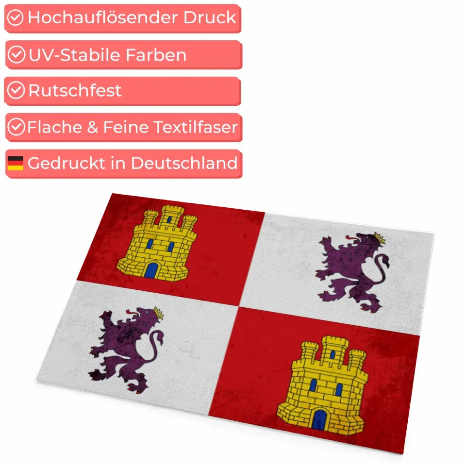 Fußmatte personalisiert mit Länderflagge Wunschtext Kastilien und León 4