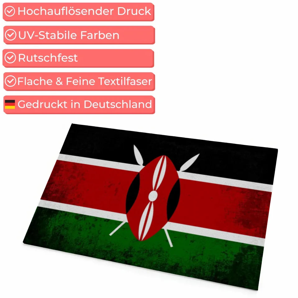 Personalisierte Fußmatte mit Länderflagge und Wunschtext Kenia 4