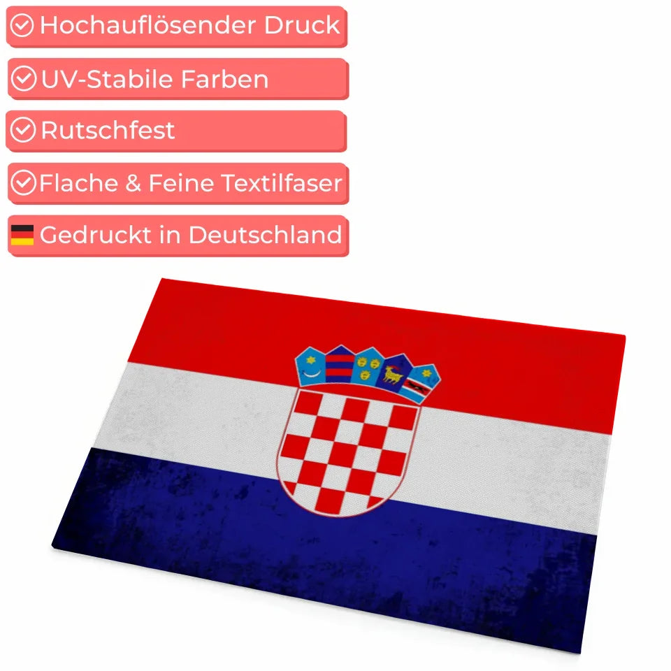 Personalisierte Fußmatte Kroatien mit Wunschtext und Länderflagge 4