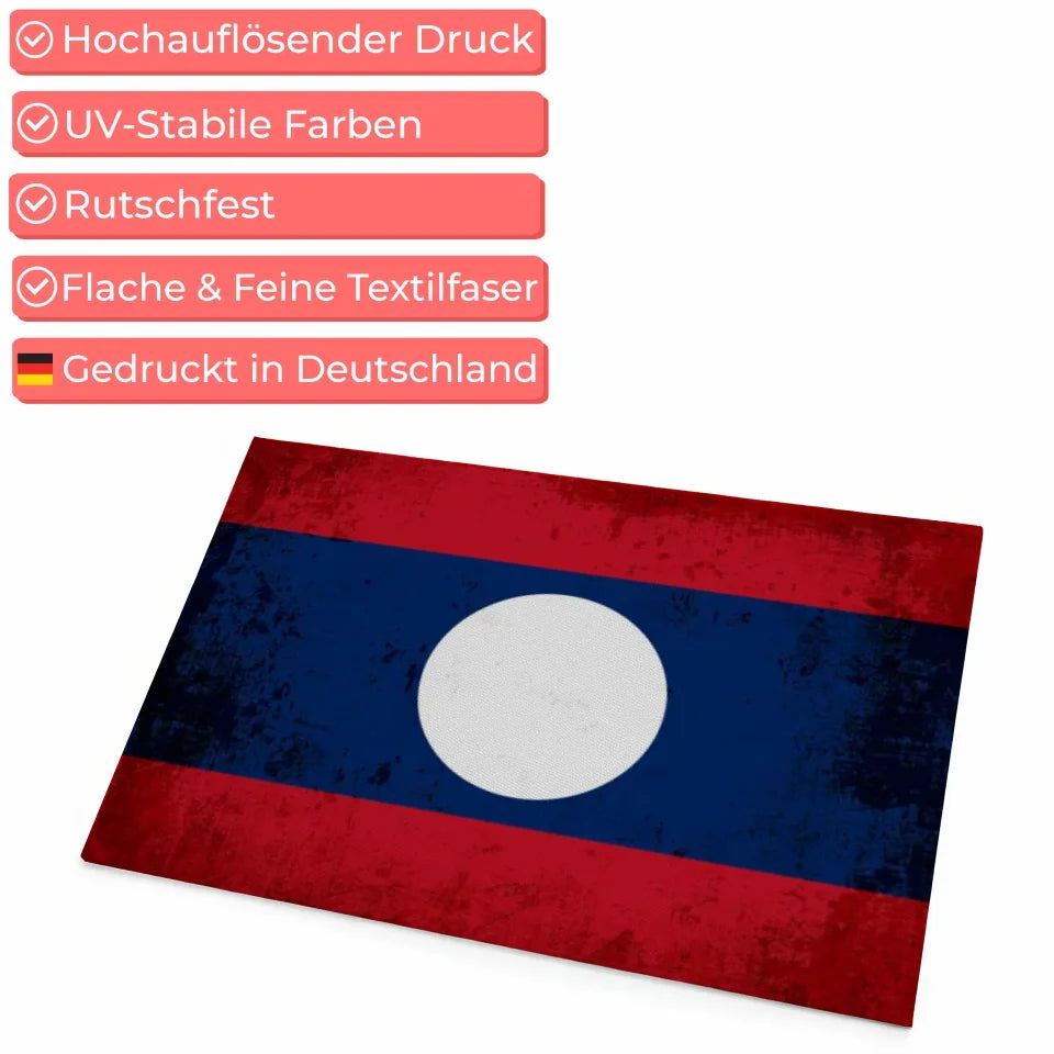 Personalisierte Fußmatte Laos mit Länderflagge und Wunschtext 4