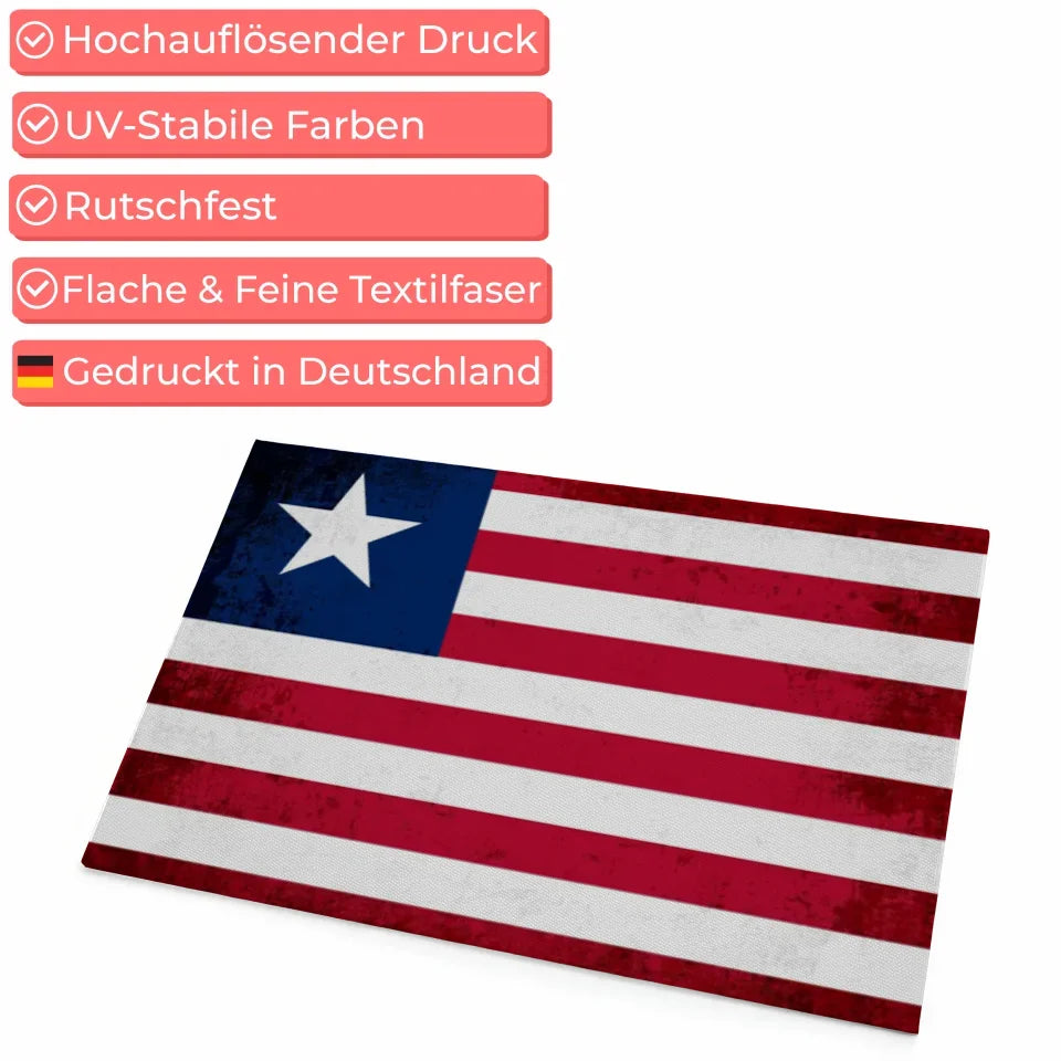 Personalisierte Fußmatte mit Länderflagge und Wunschtext Liberia gestalten 4