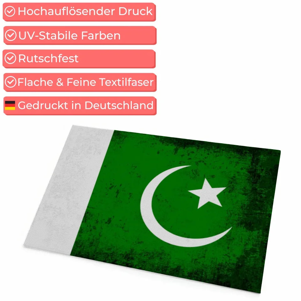 Personalisierte Fußmatte mit Länderflagge Pakistan und Wunschtext 4