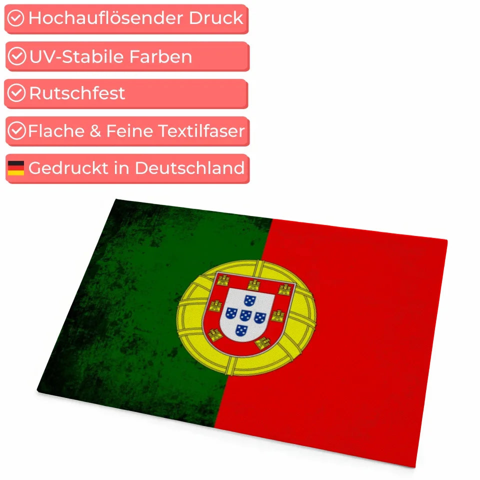 Personalisierte Fußmatte mit Länderflagge Portugal Wunschtext 4