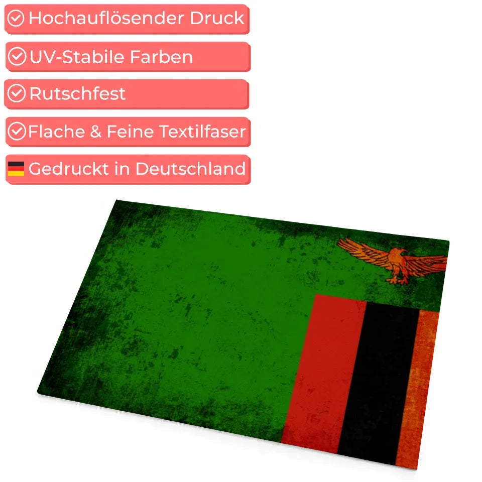 Personalisierte Fußmatte mit Länderflagge Wunschtext Sambia gestalten 4