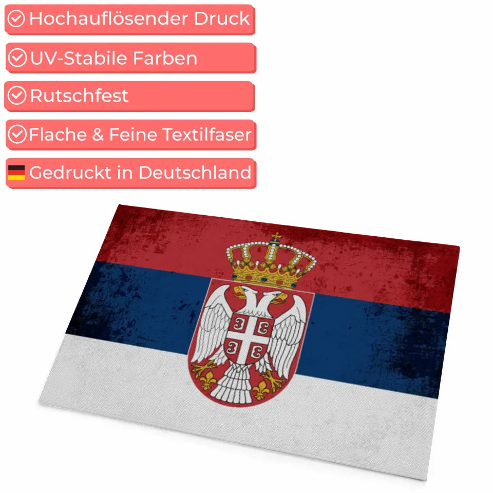 Personalisierte Fußmatte Serbien mit Wunschtext und Flagge 4