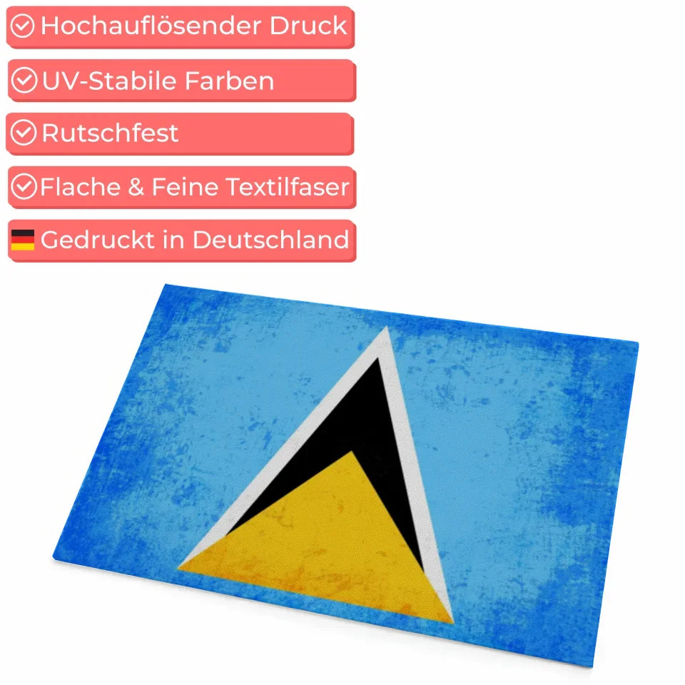 Personalisierte Fußmatte St. Lucia mit Wunschtext und Länderflagge 4