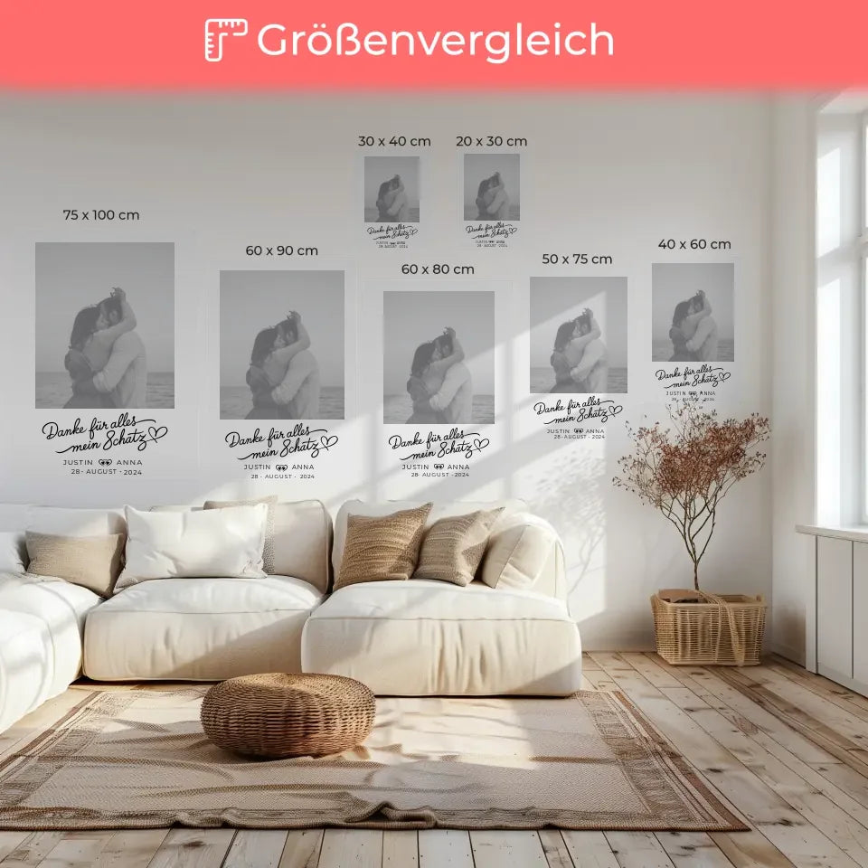 Personalisierte Leinwand Paare mit Namen und Foto Danke Für Alles Mein Schatz 6
