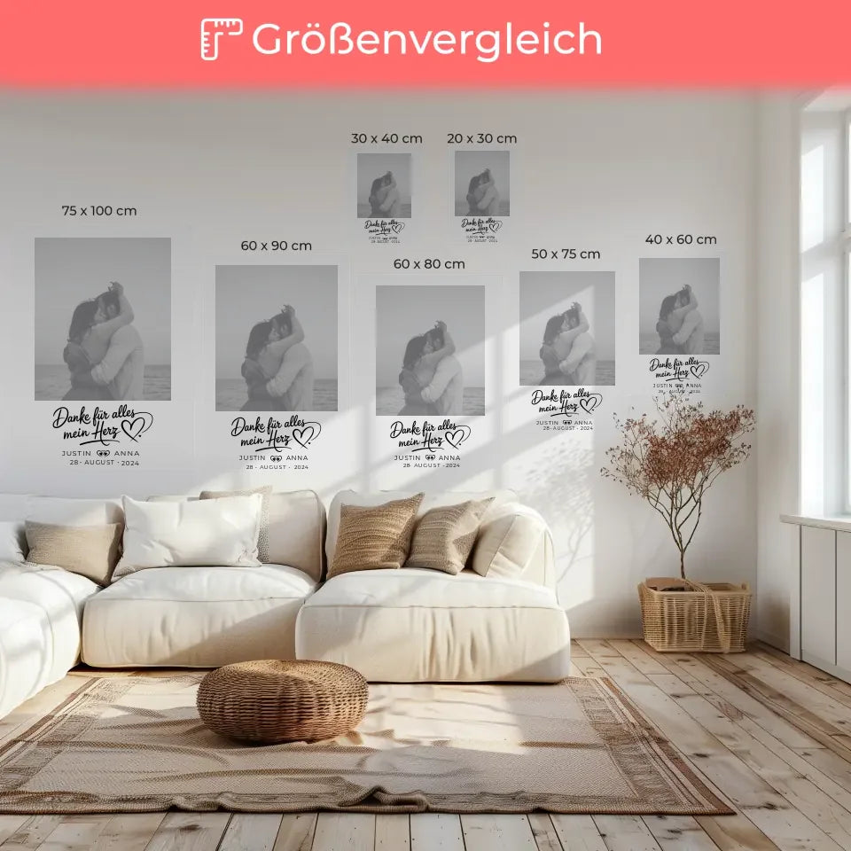 Personalisierte Leinwand Paare Mit Namen Danke Für Alles Herz 6