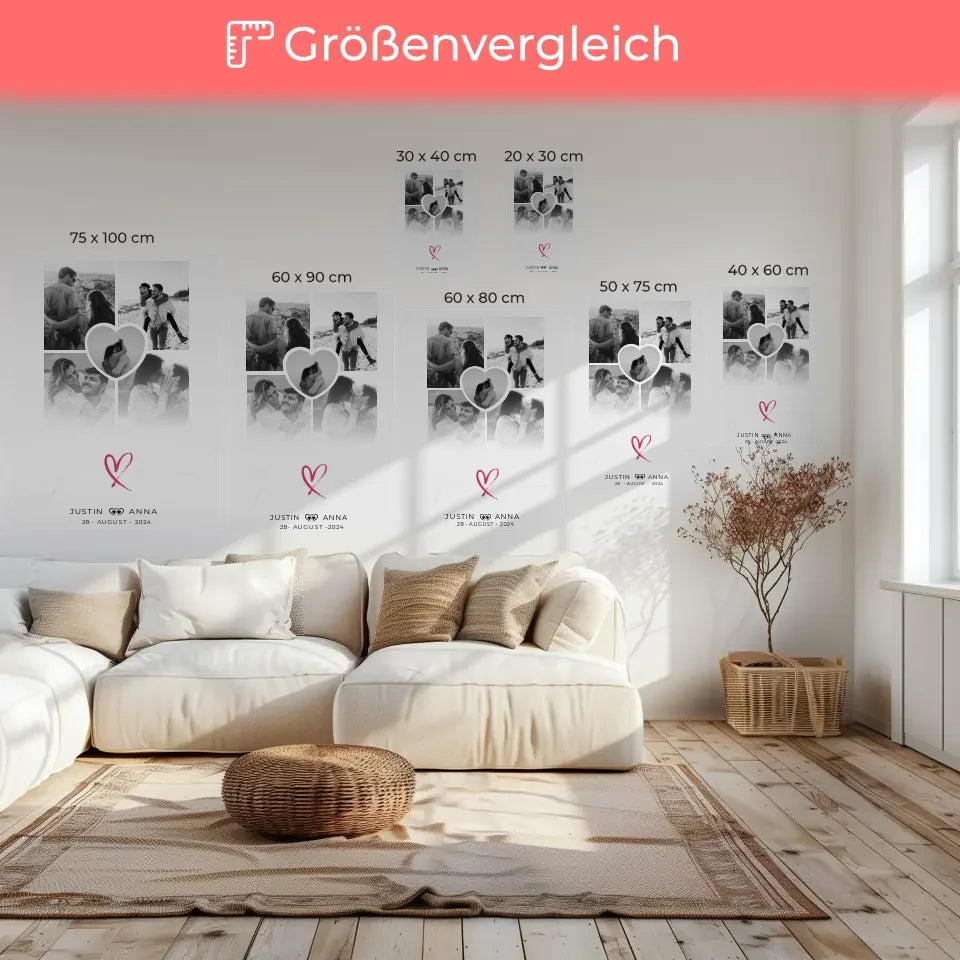 Personalisierte Leinwand Fotocollage Paare 5 Fotos You & Me 6