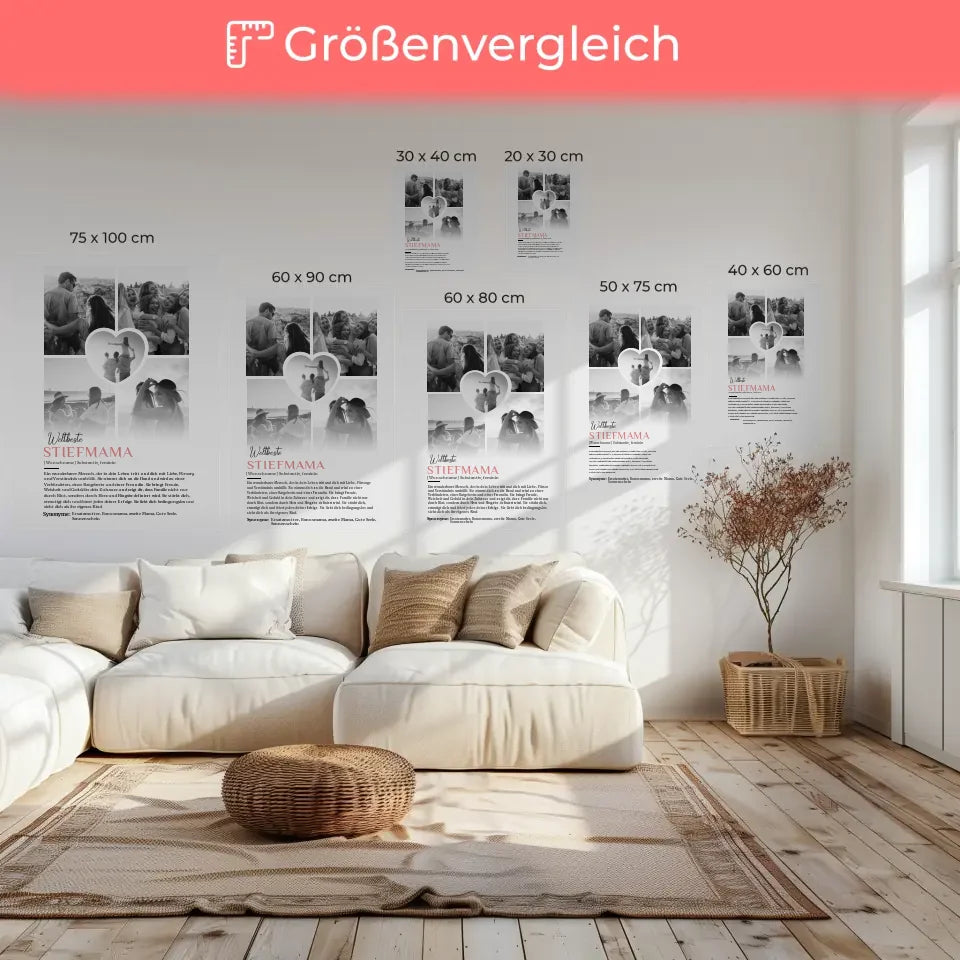 Personalisiertes Leinwandbild Stiefmama Definition 5 Fotos Black & White 6