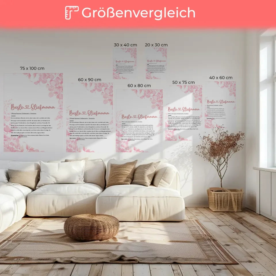 Personalisierte Leinwand Beste Stiefmama Herz mit Name 6