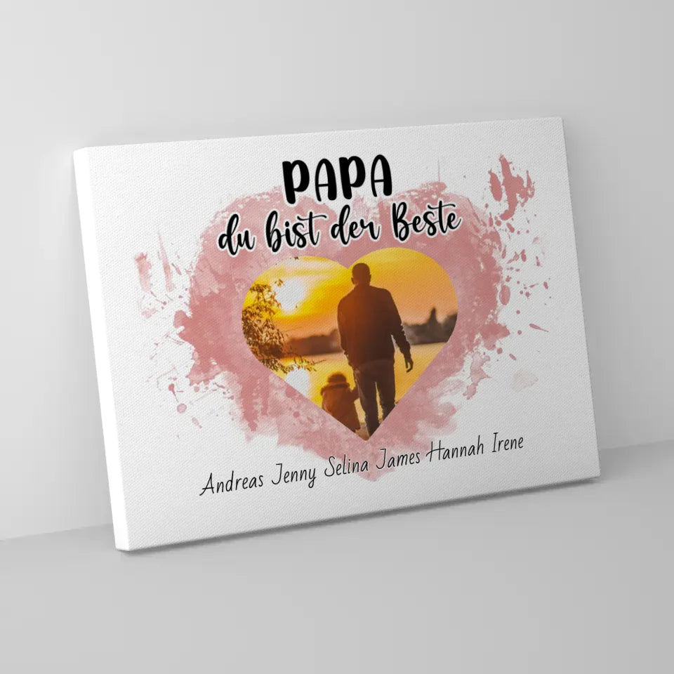 Familien Leinwand Papa du bist der Beste Personalisiert 5