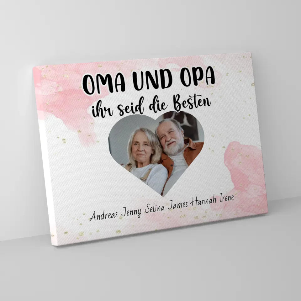 Personalisierte Großeltern Leinwand Oma und Opa Ihr seid die Besten 5