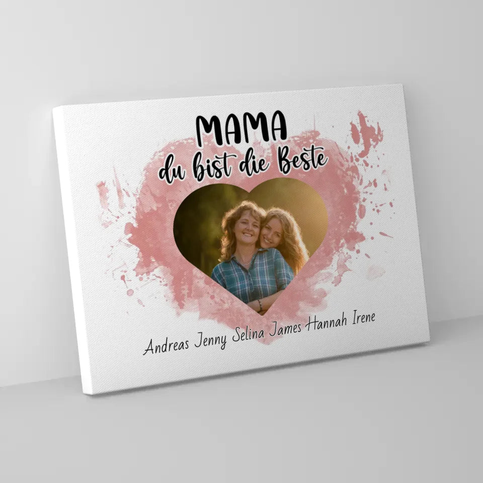 Familien Leinwand Mama du Bist die Beste Personalisiert 5