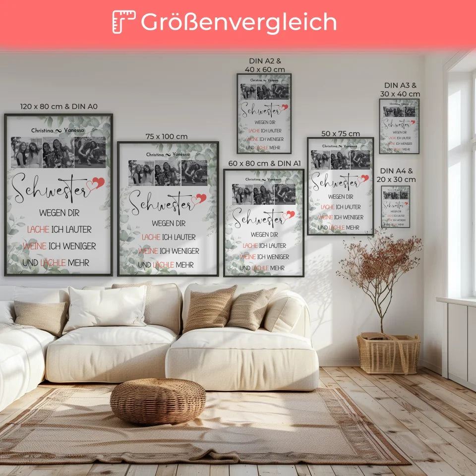 Poster Schwester Personalisiert Schwester Denke immer daran 3 Fotos 8