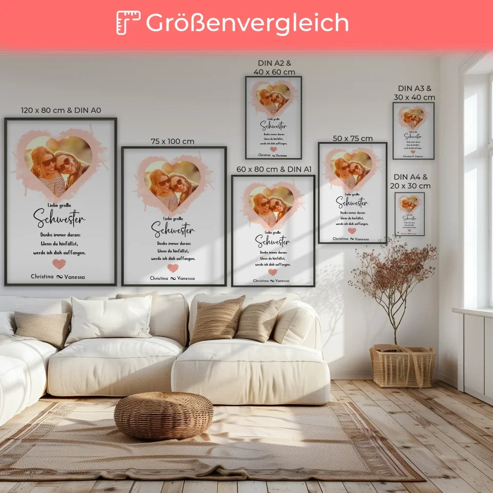 Poster Schwester Schwester wegen dir lache ich Herz Foto 8