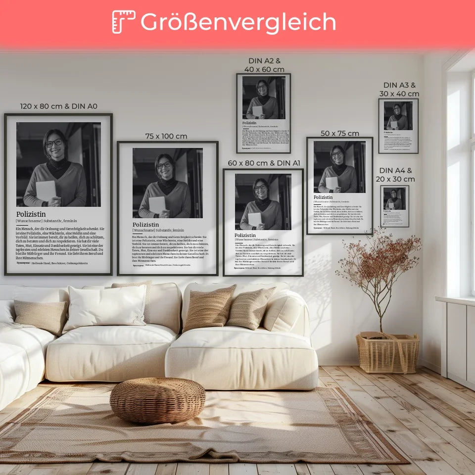 Personalisiertes Poster Definition Polizistin Mit Name und Foto 7