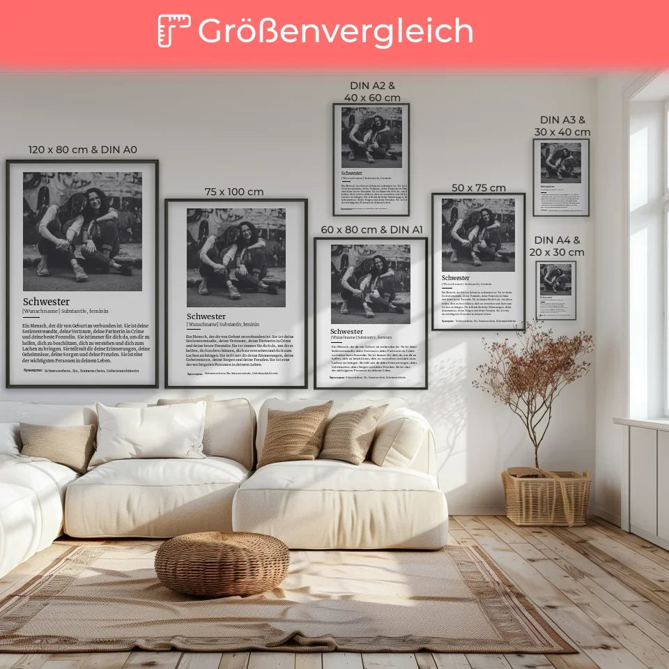 Personalisiertes Poster Definition Schwester Mit Name und Foto 7