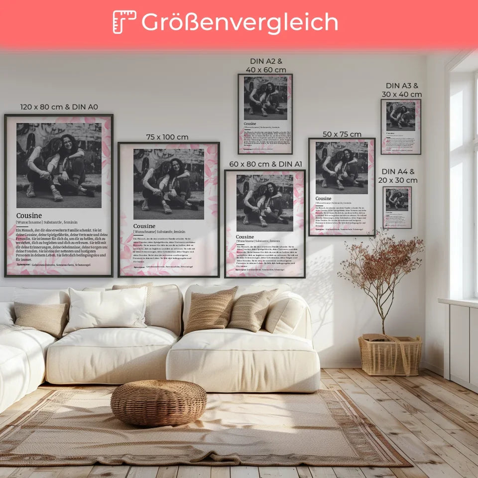 Poster personalisiert Definition Cousine Mit Name 7