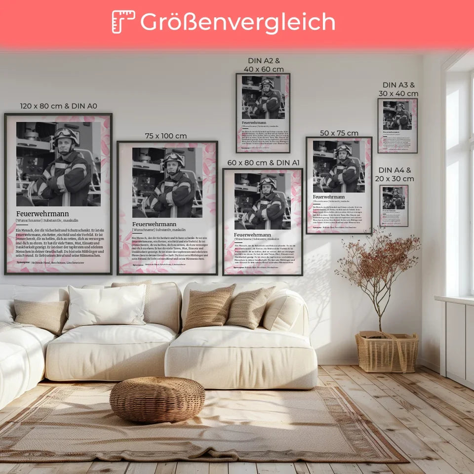 Poster personalisiert Definition Feuerwehrmann Mit Name 7