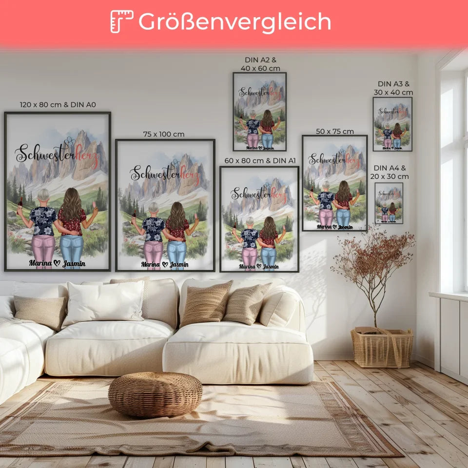 Poster Schwester Personalisiert Schwesterherz mit Wunschtext 7