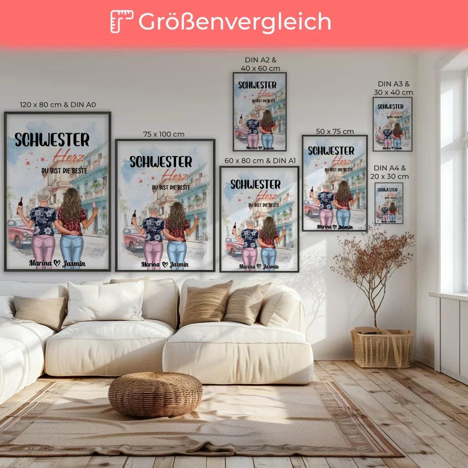 Schwester Poster Personalisiert Schwesterherz Du Bist Die Beste 7