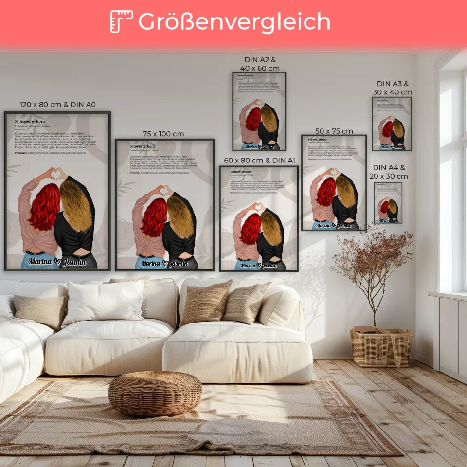 Schwester Poster Personalisiert Definition Viele Optionen 7