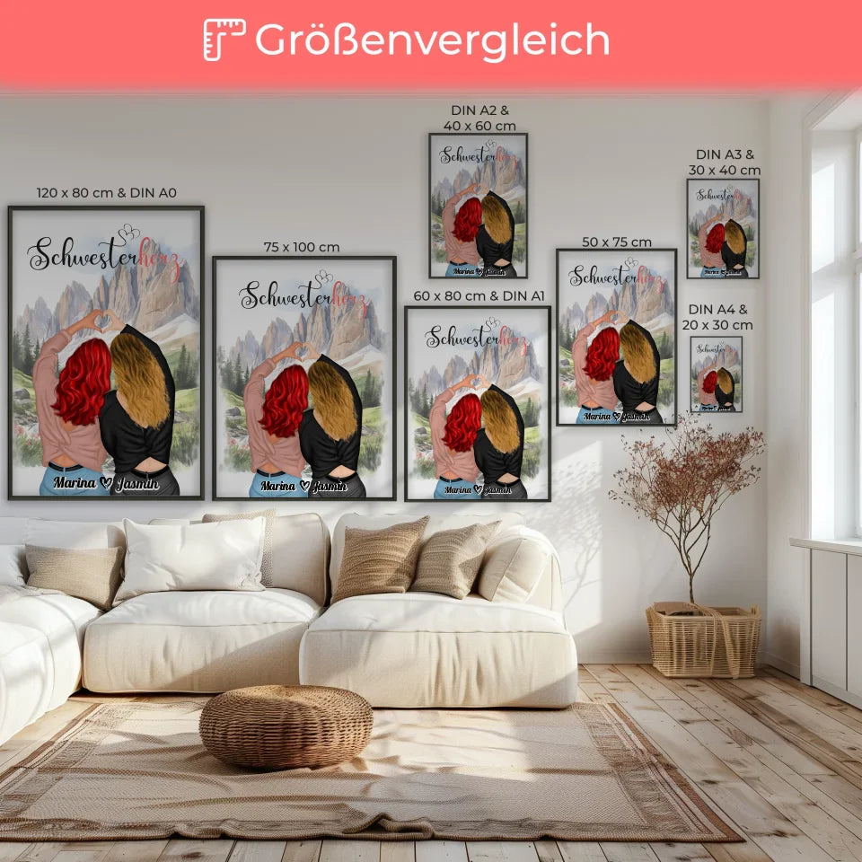 Personalisiertes Schwester Poster Schwesterherz Viele Optionen 7