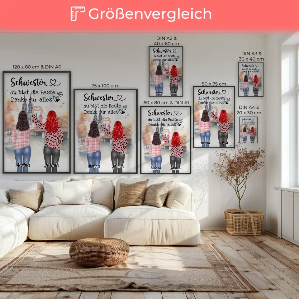 Schwester Poster Personalisiert Du bist die Beste Mit Namen 7