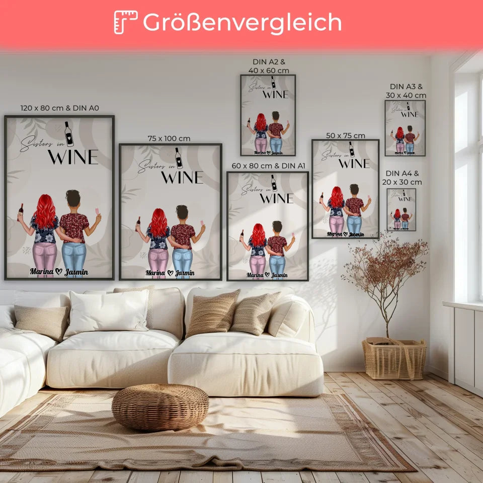 Beste Freundin Poster Sisters in Wine Boho Viele Optionen 7
