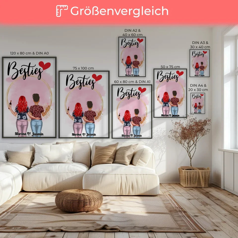 Poster Beste Freundin Besties Schwarz Dunkel Wasserfarben Spritzer1 7