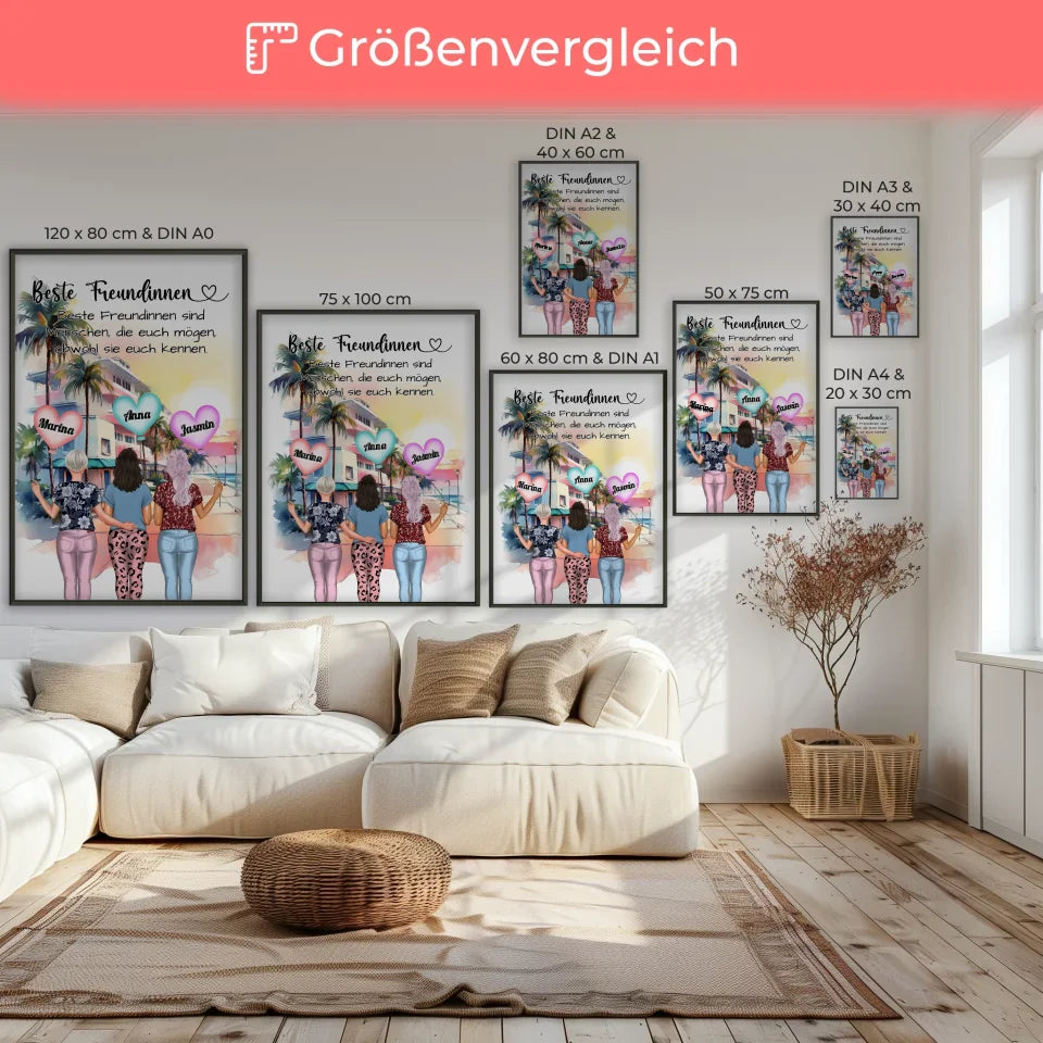 Personalisiertes Poster 3 Freundinnen Ihr Kennt Mich Viele Optionen 7