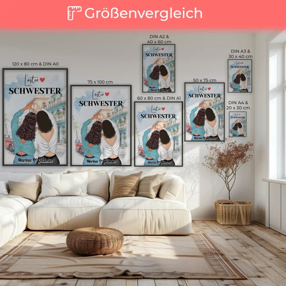 Personalisiertes Poster Beste Freundin Läster Schwester 7