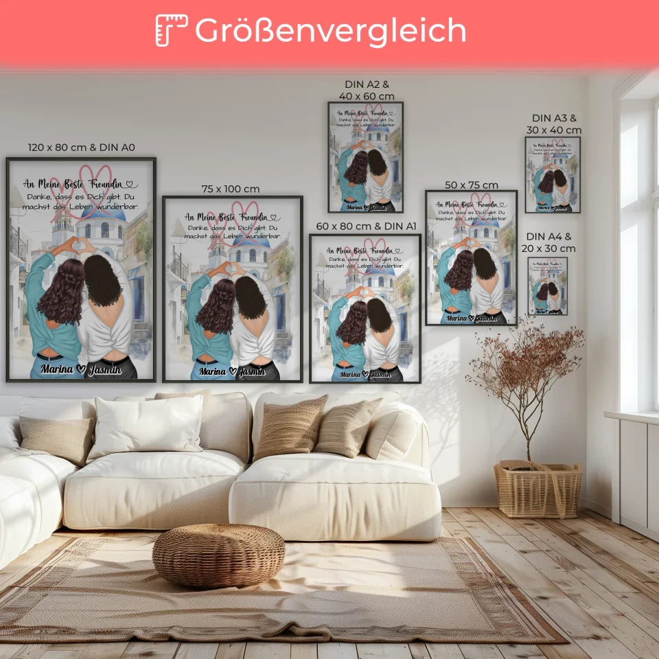 Freundinnen Poster Danke Herz HĂ€nde Personalisiert mit Namen 7