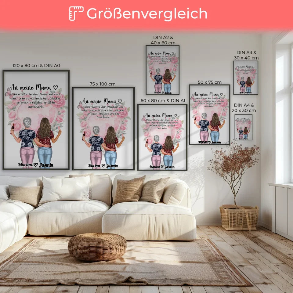 Mama Poster Muttertag Deine Worte ein Geschenk Rosen Herz Blumig 7