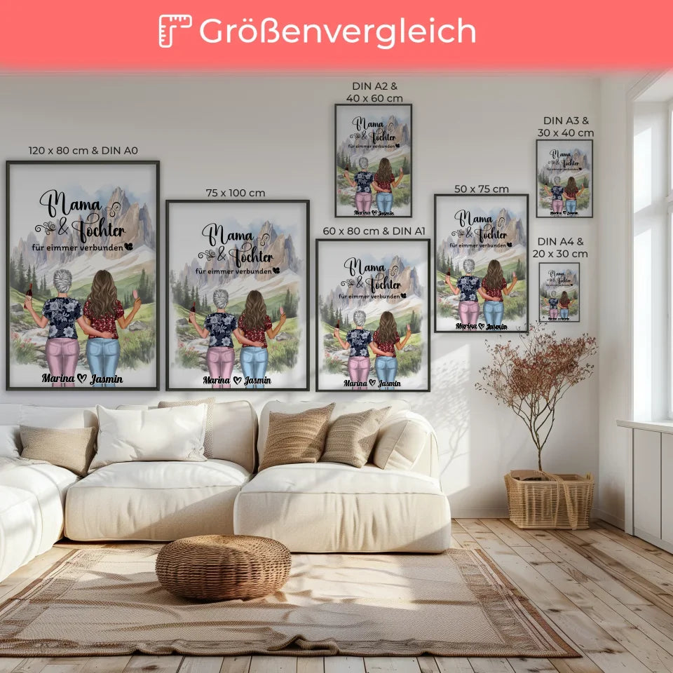 Mutter Tochter Poster Mama und Tocher für immer verbunden 7